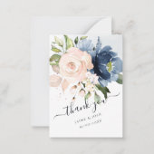 PixDezines Waterverf Flowers Blush Navy Blue Notitiekaartje (Voorkant)