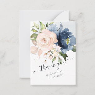 PixDezines Waterverf Flowers Blush Navy Blue Notitiekaartje