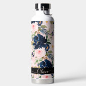 PixDezines Waterverf Flowers Blush Navy Waterfles (Links)