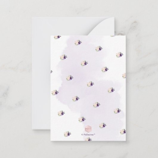 PixDezines Waterverf Flowers Blush Pink Paars Notitiekaartje (Achterkant)
