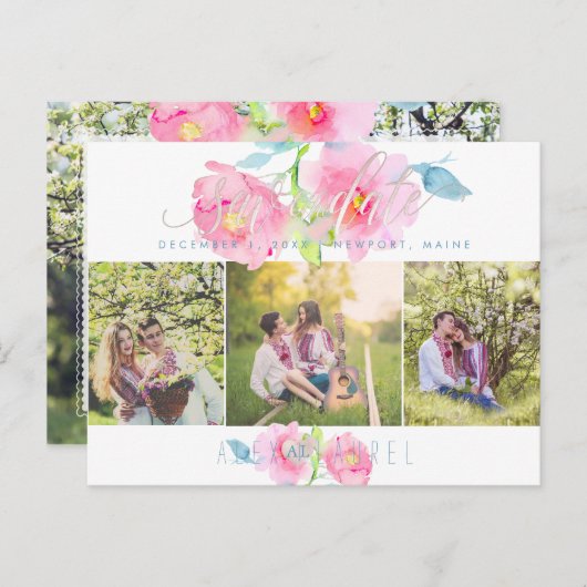PixDezines Waterverf Flowers, Garden Rozen Briefkaart (Voorkant / Achterkant)