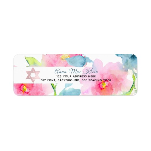 PixDezines Waterverf Flowers, Garden Rozen Etiket (Voorkant)