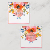 PixDezines Waterverf Flowers Garden Rozen Vierkante Visitekaartje (Voorkant / Achterkant)