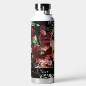 PixDezines Waterverf Flowers Marsala Red Roses Waterfles (Links)