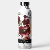 PixDezines Waterverf Flowers Marsala Red Roses Waterfles (Links)
