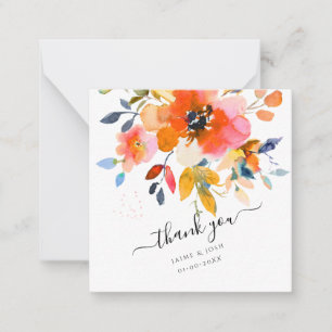 PixDezines Waterverf Flowers Ombre Oranje Rozen Notitiekaartje