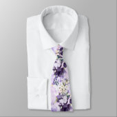 PixDezines Waterverf Flowers Paarse Rozen Stropdas (Gebonden)