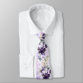 PixDezines Waterverf Flowers Paarse Rozen Stropdas (Gebonden)