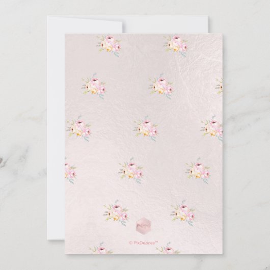 PixDezines Waterverf Flowers Peonies Baptême Kaart (Achterkant)