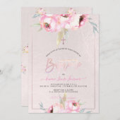 PixDezines Waterverf Flowers Peonies Baptême Kaart (Voorkant / Achterkant)