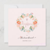 PixDezines Waterverf Flowers Perzik Doop Kaart (Voorkant)