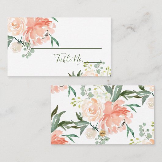 PixDezines Waterverf Flowers Place Cards Plaatskaartje (Voorkant / Achterkant)