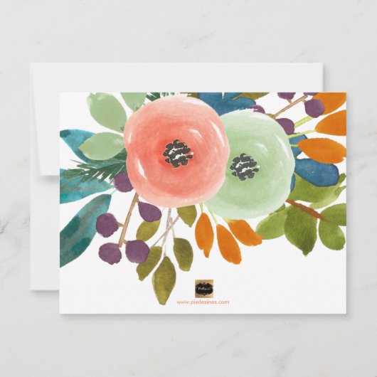 PixDezines Waterverf Flowers Sla de datum op Save The Date (Achterkant)