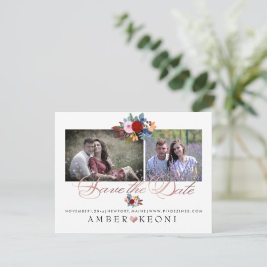 PixDezines Waterverf Flowers Sla de datum op Save The Date (Staand voorkant)