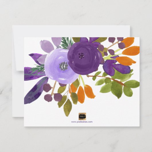 PixDezines Waterverf Flowers Sla de datum op Save The Date (Achterkant)