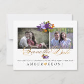 PixDezines Waterverf Flowers Sla de datum op Save The Date (Voorkant)