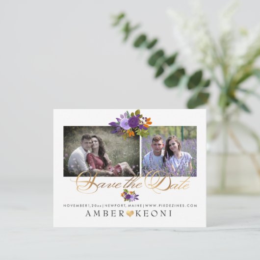 PixDezines Waterverf Flowers Sla de datum op Save The Date (Staand voorkant)