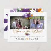 PixDezines Waterverf Flowers Sla de datum op Save The Date (Voorkant / Achterkant)