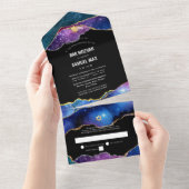 PixDezines Waterverf Galaxy Agate Bar Mitzvah All In One Uitnodiging (Afscheurbaar)