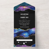 PixDezines Waterverf Galaxy Agate Bar Mitzvah All In One Uitnodiging (Binnen)