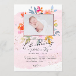 PixDezines Waterverf Garden Rozen Christening Kaart