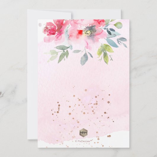 PixDezines Waterverf Gardeon Rozen doopsel Kaart (Achterkant)