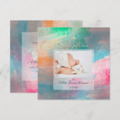 PixDezines Waterverf geborsteld Baptême fille Kaart (Voorkant / Achterkant)