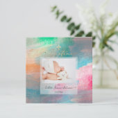 PixDezines Waterverf geborsteld Baptême fille Kaart (Staand voorkant)