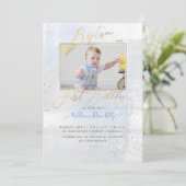 PixDezines Waterverf geborsteld Baptisme 1st Birth Kaart (Staand voorkant)