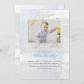 PixDezines Waterverf geborsteld Baptisme 1st Birth Kaart (Voorkant / Achterkant)