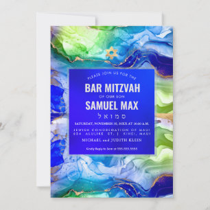 PixDezines Waterverf Gold+Ink Groen Blauw Mitswa Kaart