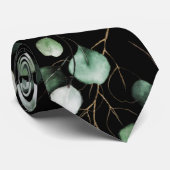 PixDezines Waterverf Goud Groen Eucalyptus Hals Stropdas (Opgerold)