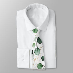 PixDezines Waterverf Goud Groen Eucalyptus Stropdas
