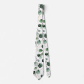 PixDezines Waterverf Goud Groen Eucalyptus Stropdas (Voorkant)