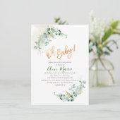 PixDezines Waterverf Greenery Baby shower Invitat Kaart (Staand voorkant)