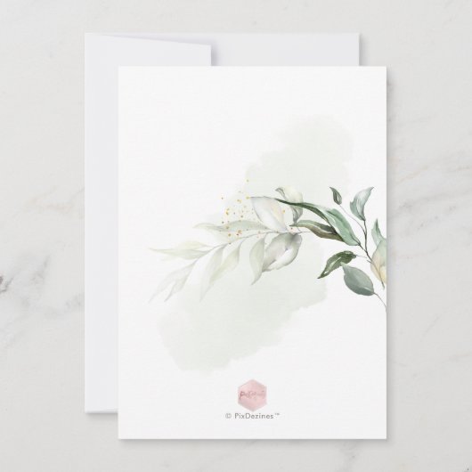 PixDezines Waterverf Greenery Baby shower Invitat Kaart (Achterkant)