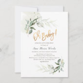 PixDezines Waterverf Greenery Baby shower Invitat Kaart (Voorkant)