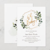 PixDezines Waterverf Greenery Baby shower Kaart (Voorkant / Achterkant)