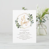 PixDezines Waterverf Greenery Baby shower Kaart (Staand voorkant)