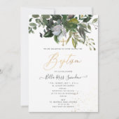 PixDezines Waterverf Greenery Baptisme Kaart (Voorkant)