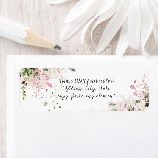 PixDezines Waterverf Greenery Blush Eucalyptus Etiket (Insitu)