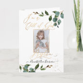 PixDezines Waterverf Greenery LDS Doopprogramma Feestdagen Kaart (Voorkant)