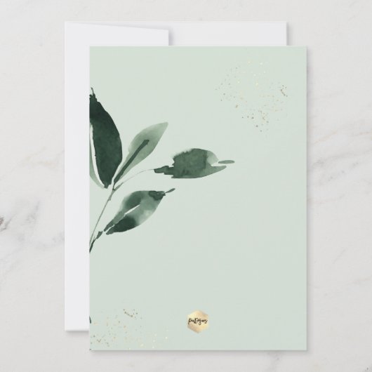 PixDezines Waterverf Greenery Wreath Kaart (Achterkant)
