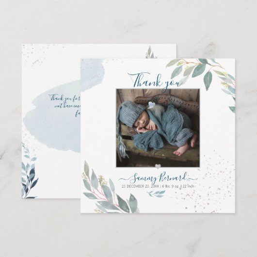 PixDezines Waterverf groen dank u Kaart (Voorkant / Achterkant)