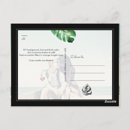 PixDezines Waterverf groen, Sla de datum op Briefkaart (Achterkant)