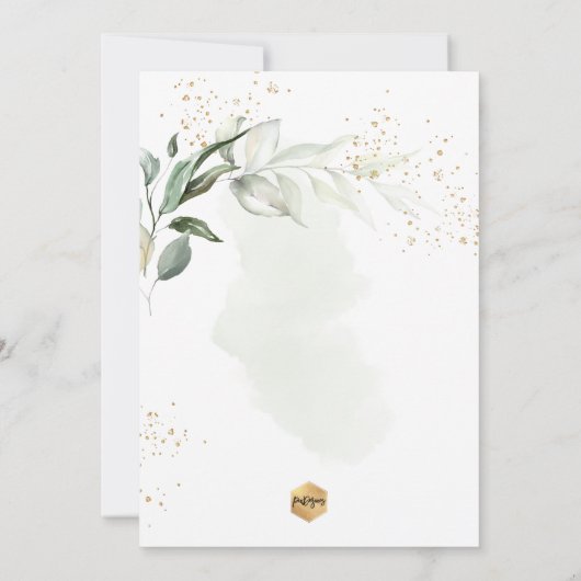 PixDezines Waterverf Gum Eucalyptus Baptisme Kaart (Achterkant)