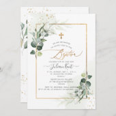 PixDezines Waterverf Gum Eucalyptus Baptisme Kaart (Voorkant / Achterkant)