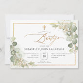 PixDezines Waterverf Gum Eucalyptus Bautizo Kaart (Voorkant)