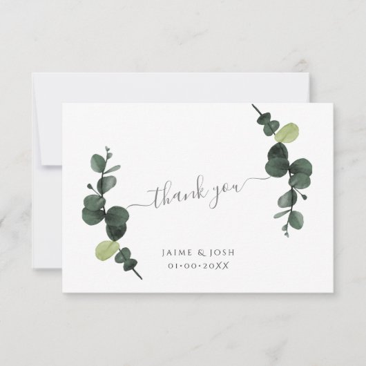 PixDezines Waterverf Gum Eucalyptus Branches Opmer Notitiekaartje (Voorkant)