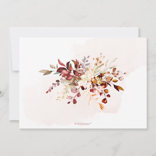 PixDezines Waterverf Herfst Foliage Gum Eucalyptus Kaart (Achterkant)